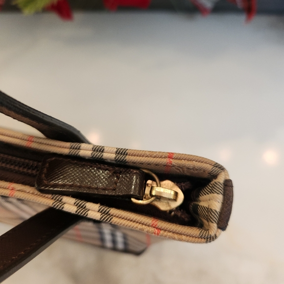 Burberry | Haymarket Check Printed Brown Leather Trim Mini Handle Bag-Like new! - Picture 13 of 15